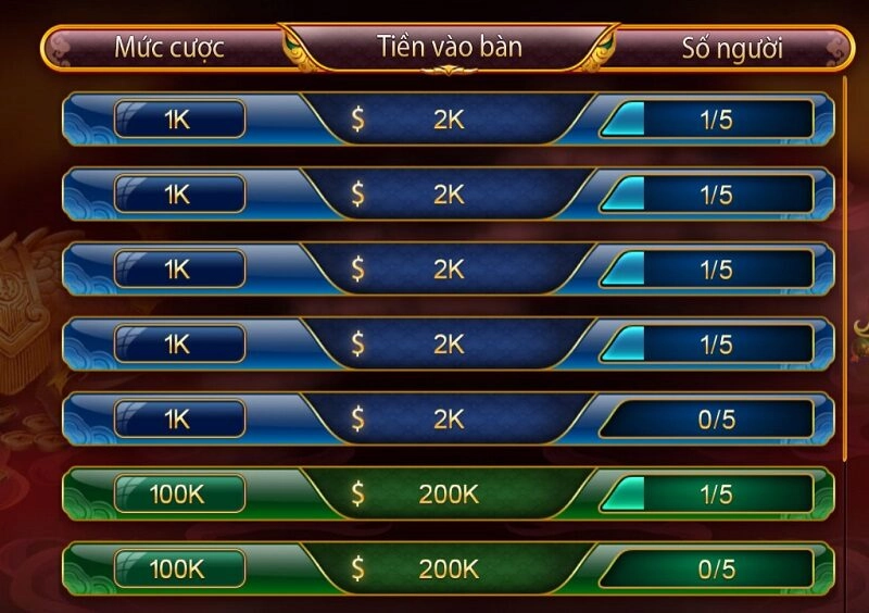 chọn bàn chơi liêng phù hợp