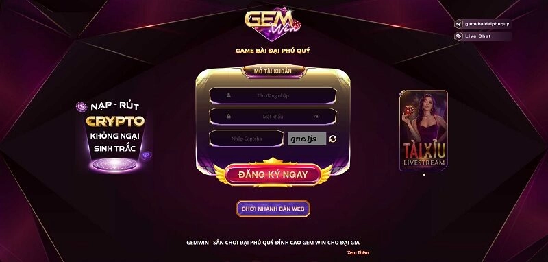 Màn hình đăng nhập trên Gemwin