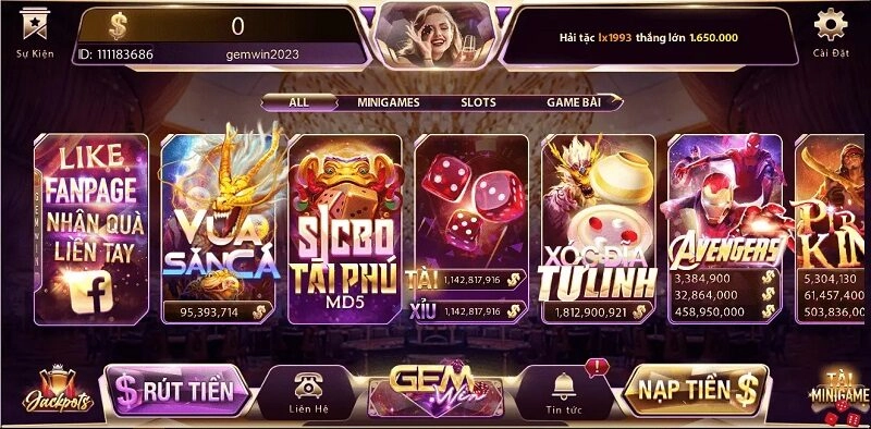 Kho game Gemwin đa dạng